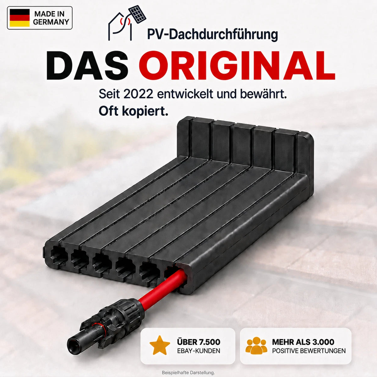 PV Kabeldurchführung Dachdurchführung Kabeldurchgang Ziegeldach geschlitzt